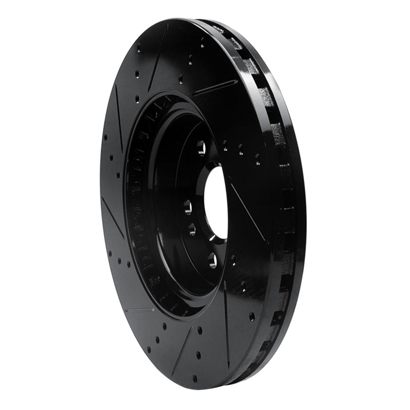 R1 12-18 Mercedes-Benz ML350 Front Right Drilled & Slotted Black Brake Rotor