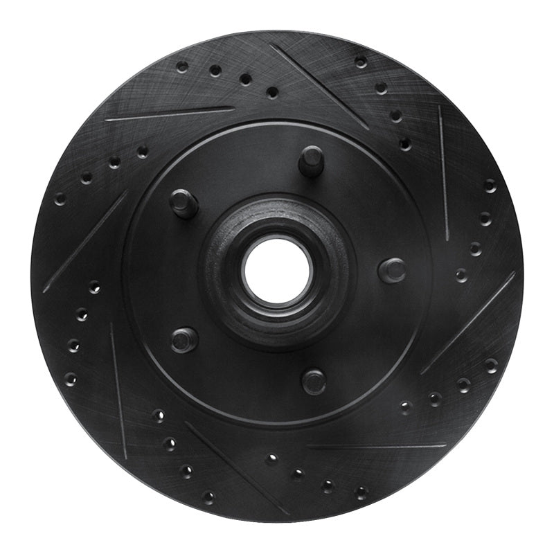 R1 00-04 Ford F-150 RWD Front Right Drilled & Slotted Black Brake Rotor