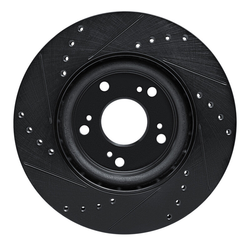 R1 12-16 Honda CR-V Front Right Drilled & Slotted Black Brake Rotor