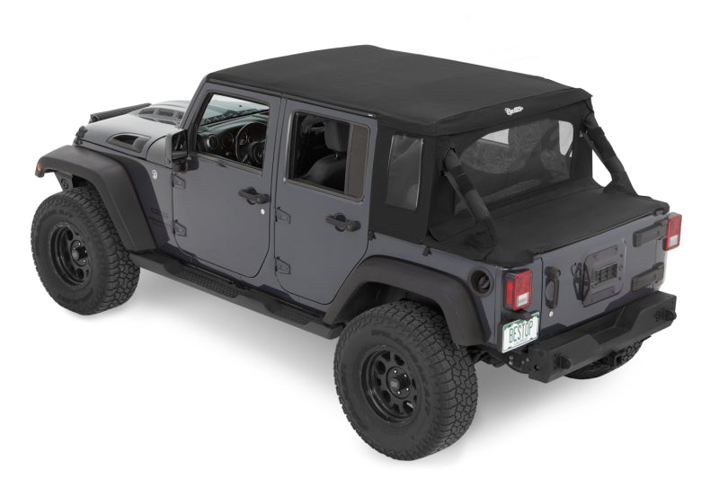 Bestop 07-18 Jeep Wrangler JK 4-Door Halftop Soft Top (Black Diamond)