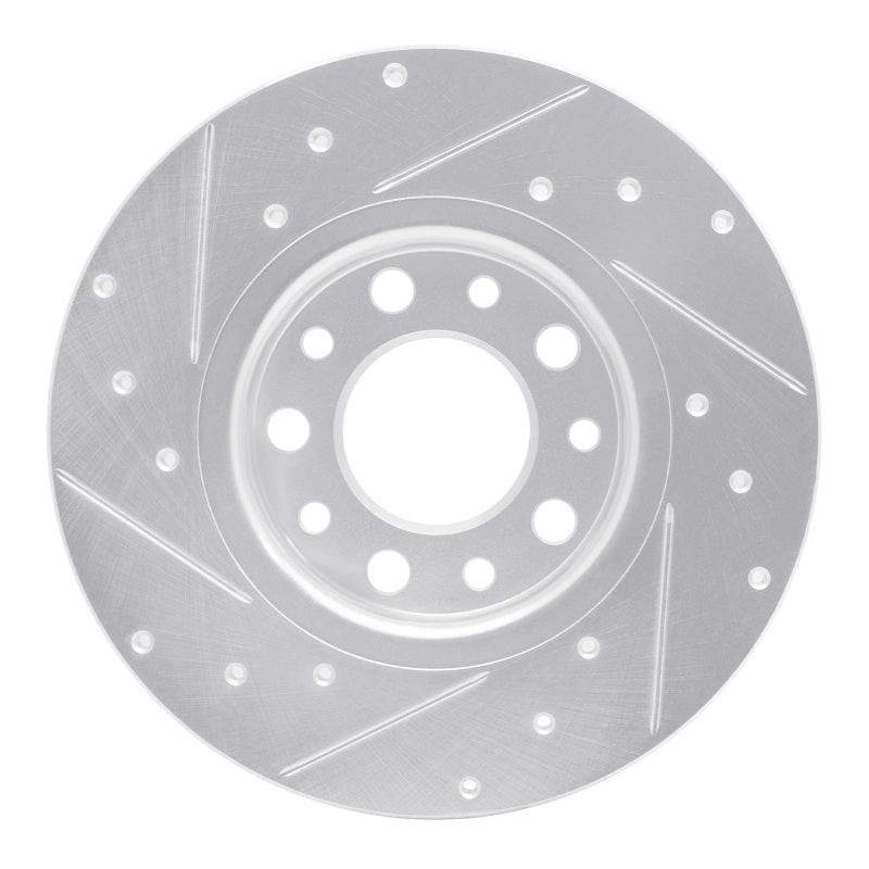R1 14-22 Chrysler 200 Rear Right Drilled & Slotted Silver Brake Rotor