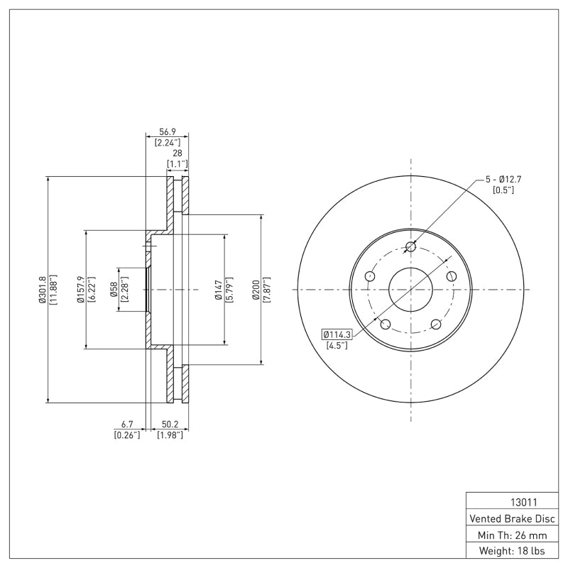 R1 1992-1997 Subaru SVX Front Brake Rotor