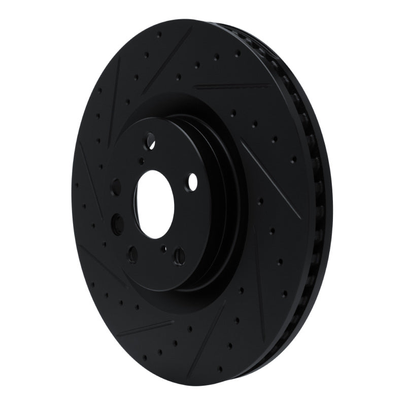 R1 11-25 Lexus IS200T Left Front Drilled & Slotted Black Brake Rotor