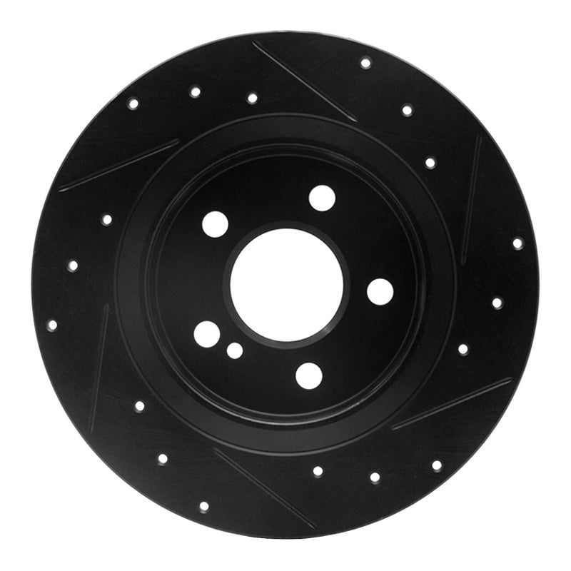 R1 14-20 Infiniti QX30 Rear Left Drilled & Slotted Black Brake Rotor