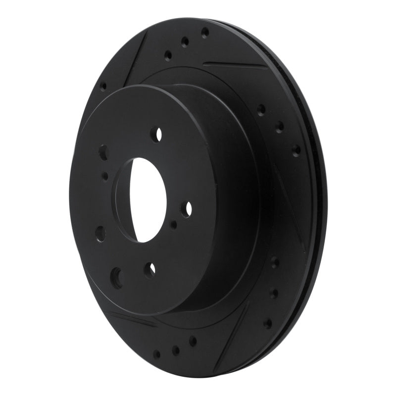 R1 89-96 Nissan 300ZX Rear Left Drilled & Slotted Black Brake Rotor