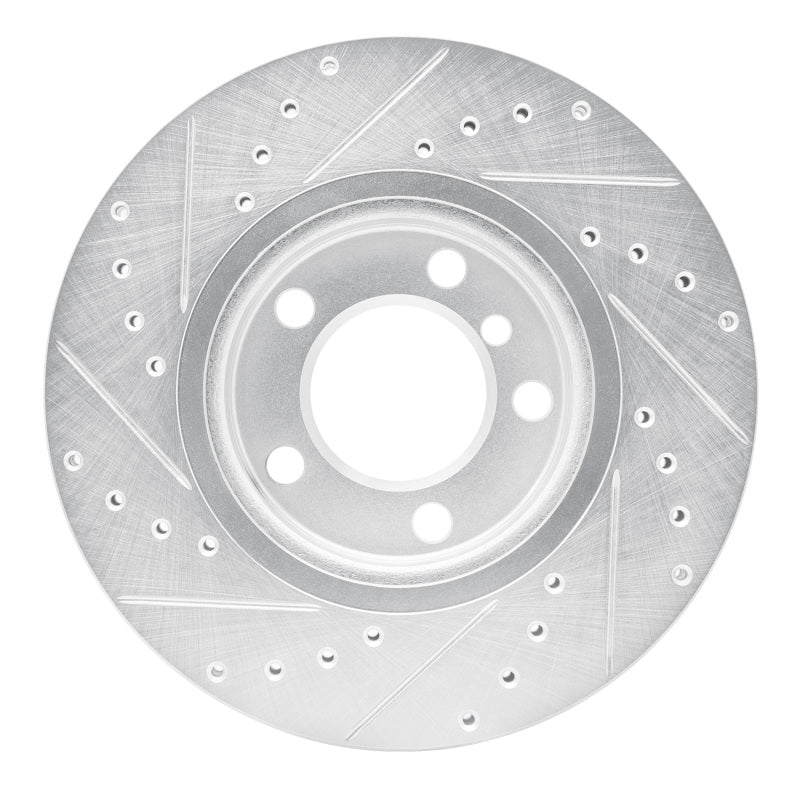 R1 11-16 Mini Cooper Countryman Front Right Drilled & Slotted Silver Brake Rotor
