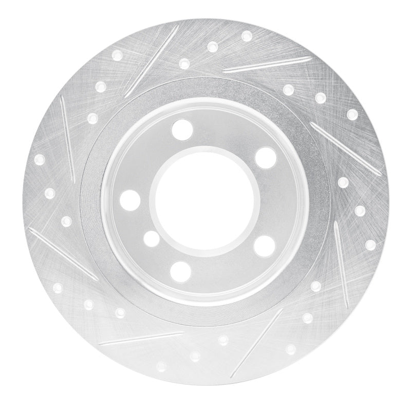 R1 11-16 Mini Cooper Paceman Rear Right Drilled & Slotted Silver Brake Rotor