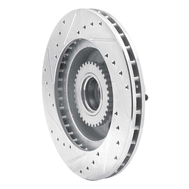 DFC 91-96 Buick Commercial Chassis Front Right Drilled & Slotted Silver Brake Rotor