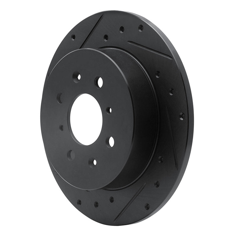 R1 01-05 Acura EL Rear Left Drilled & Slotted Black Brake Rotor