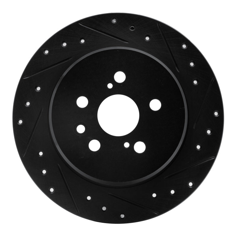 R1 90-93 Toyota Celica Rear Right Drilled & Slotted Black Brake Rotor