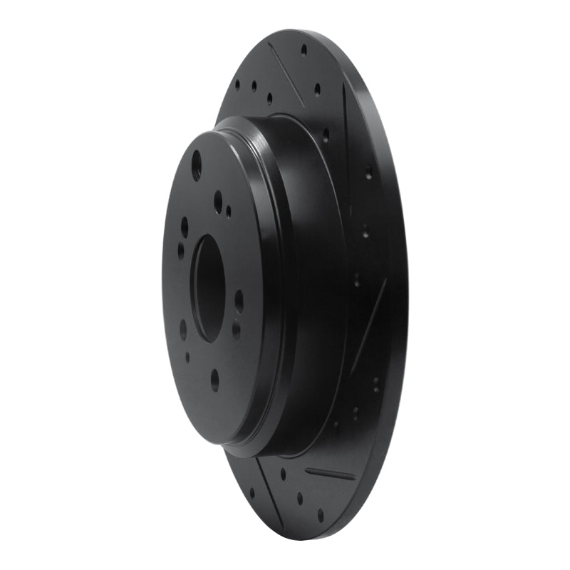 R1 07-17 Acura MDX Rear Right Drilled & Slotted Black Brake Rotor