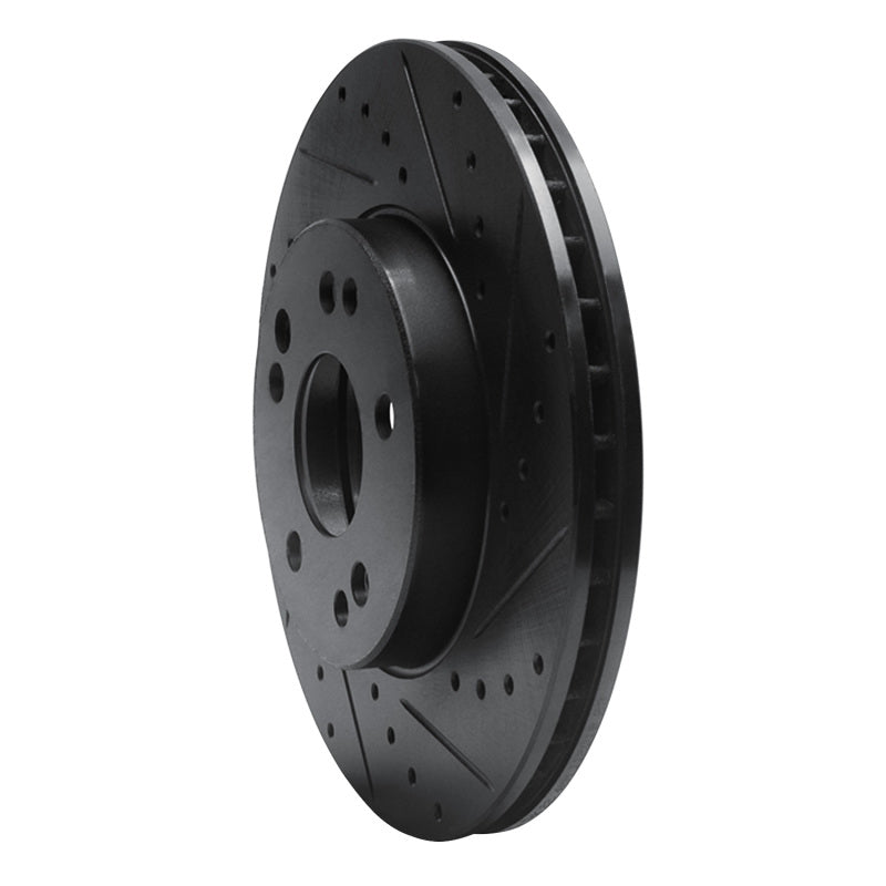 R1 90-95 Mercedes-Benz 300CE Front Right Drilled & Slotted Black Brake Rotor