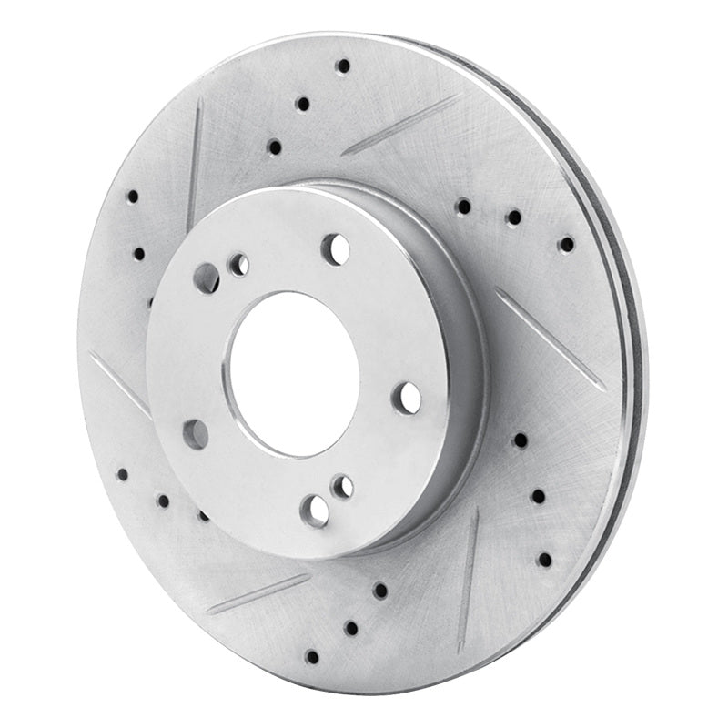 R1 89-99 Infiniti I30 Front Left Drilled & Slotted Silver Brake Rotor