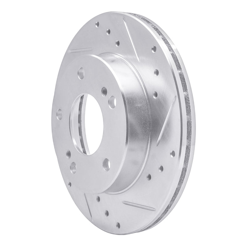 R1 94-96 Nissan 240SX Front Right Drilled & Slotted Silver Brake Rotor