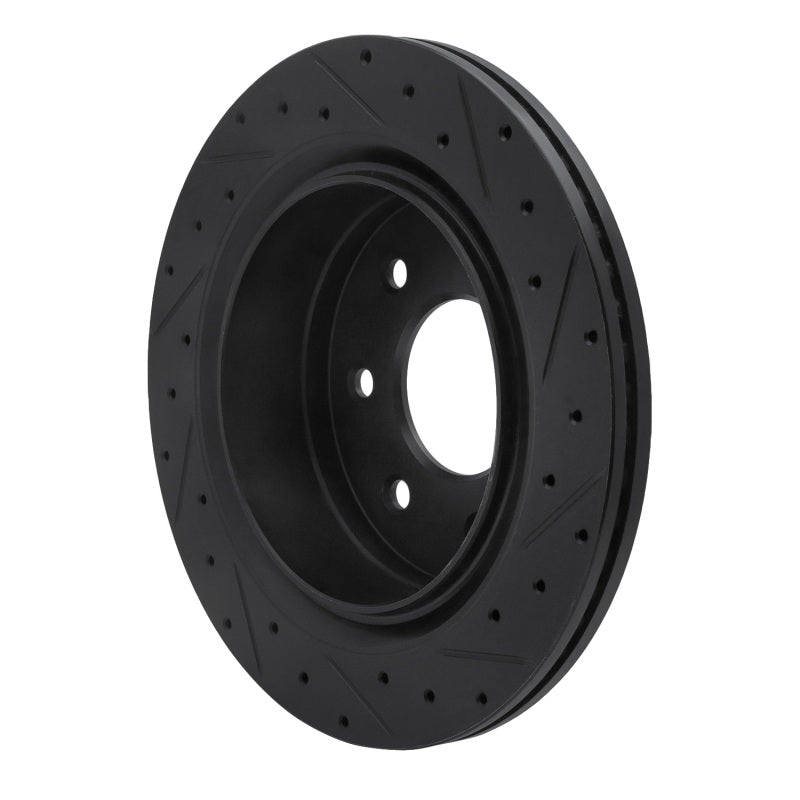 R1 12-14 Ford F-150 4WD Rear Left Drilled & Slotted Black Brake Rotor