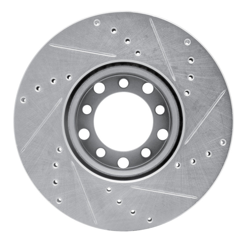 R1 79-85 Mercedes-Benz 380SL Front Left Drilled & Slotted Silver Brake Rotor