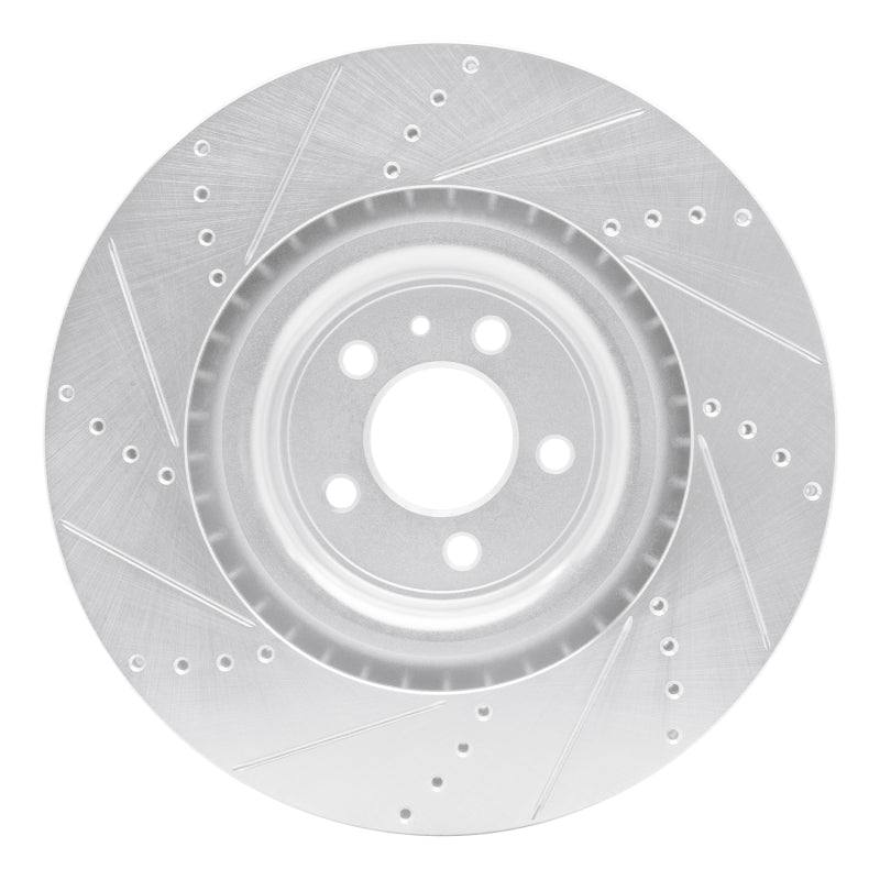 R1 13-14 Ford Mustang Front Right Drilled & Slotted Silver Brake Rotor