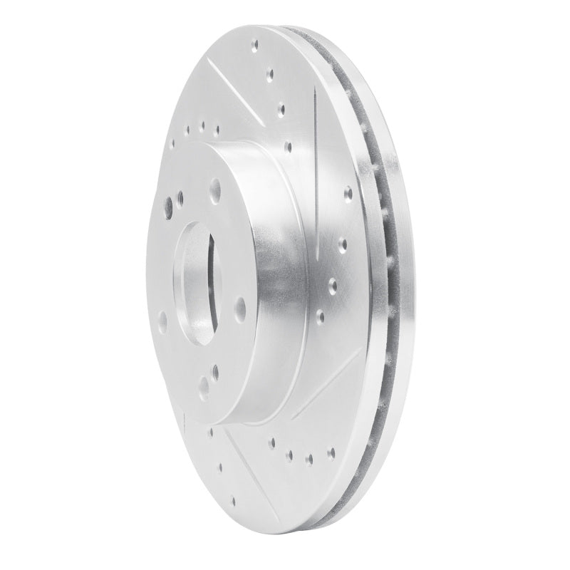 R1 89-90 Nissan 300ZX Front Right Drilled & Slotted Silver Brake Rotor