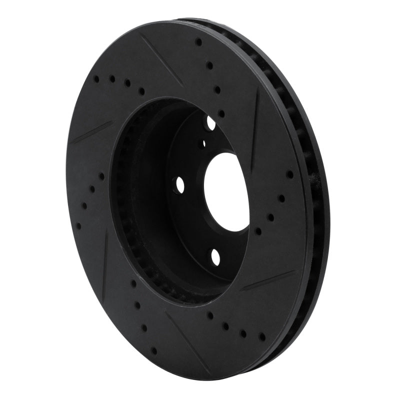 R1 05-15 Toyota Tacoma Front Left Drilled & Slotted Black Brake Rotor