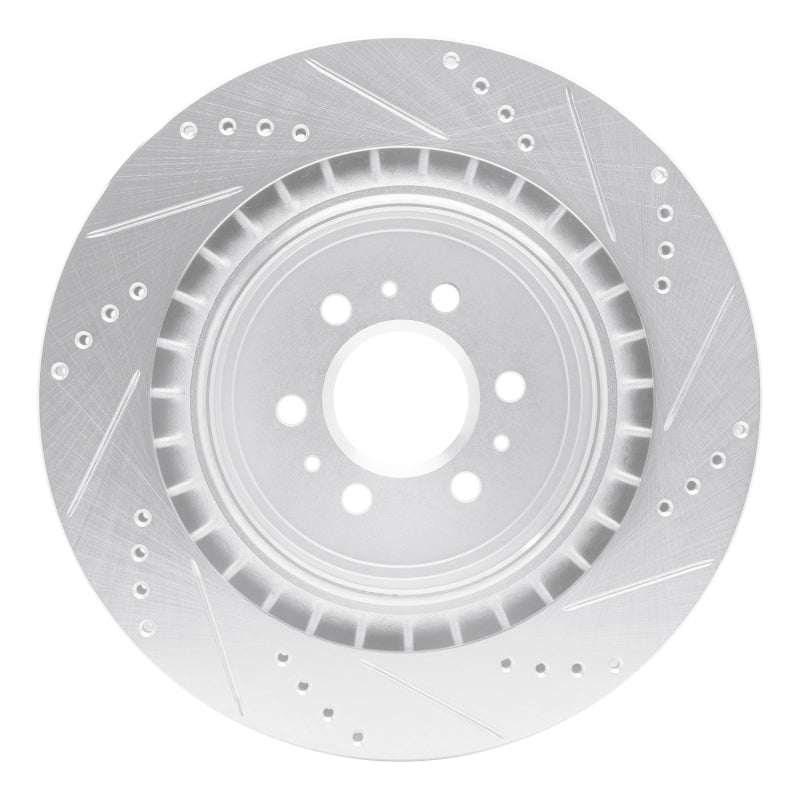 R1 04-11 Cadillac CTS Rear Left Drilled & Slotted Silver Brake Rotor