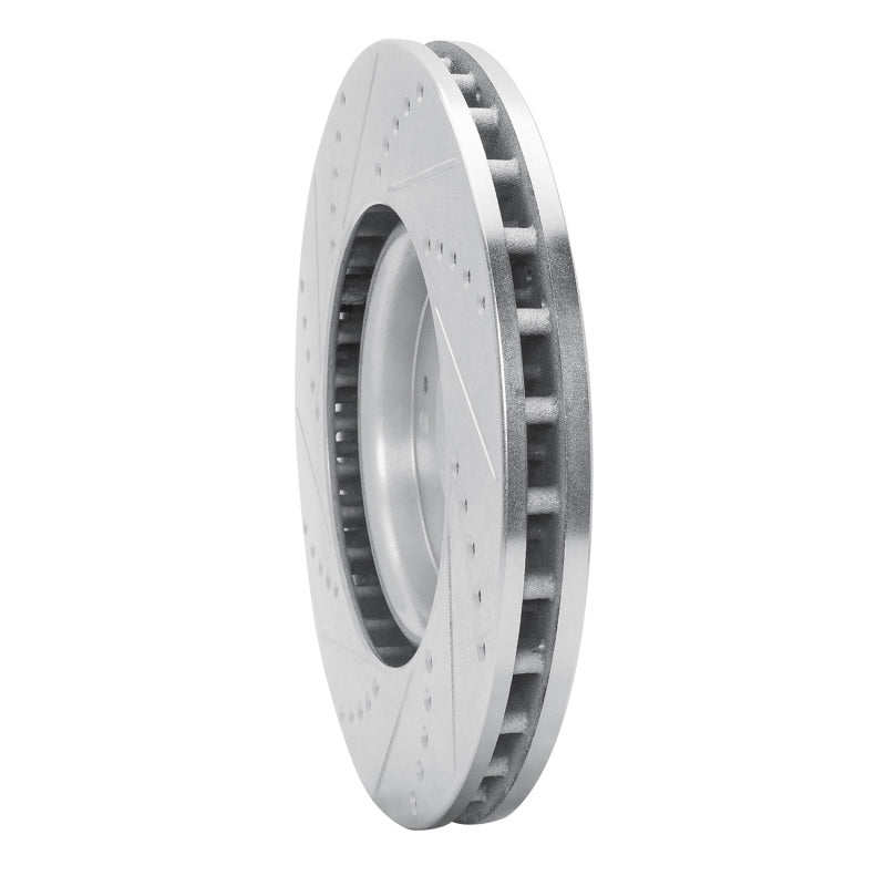 R1 03-06 Mitsubishi Lancer Front Right Drilled & Slotted Silver Brake Rotor