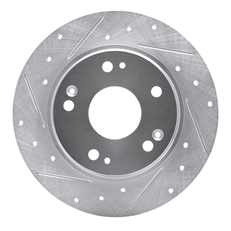 R1 11-15 Honda CR-Z Rear Left Drilled & Slotted Silver Brake Rotor