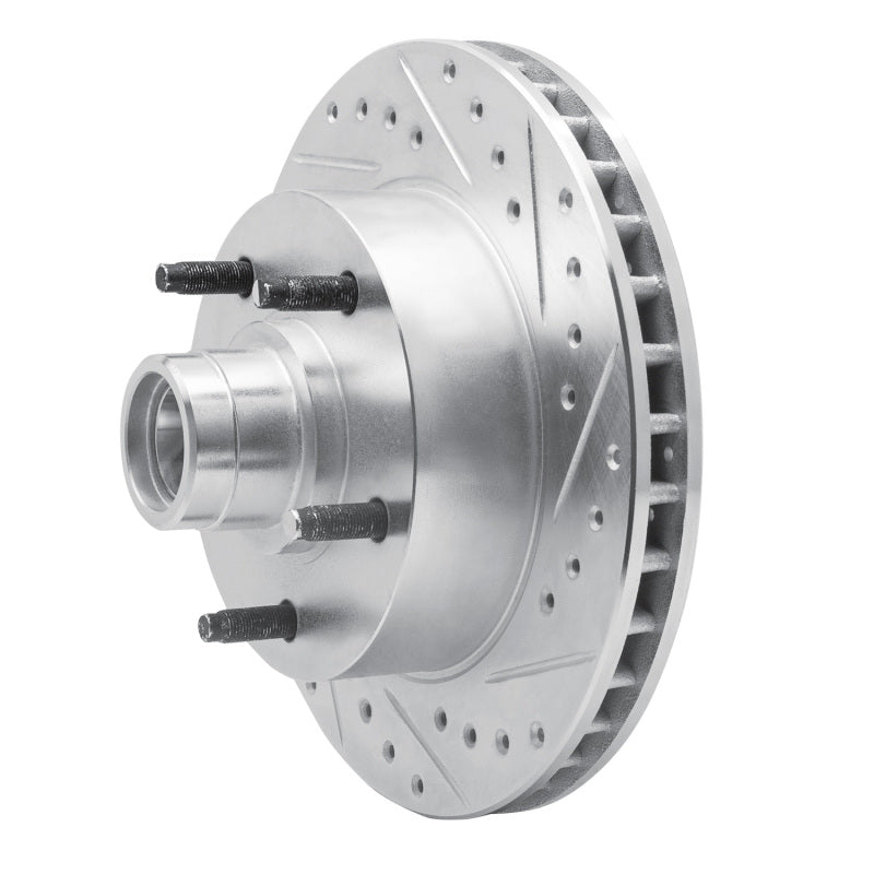 R1 73-93 Ford E-100 Econoline Front Right Drilled & Slotted Silver Brake Rotor