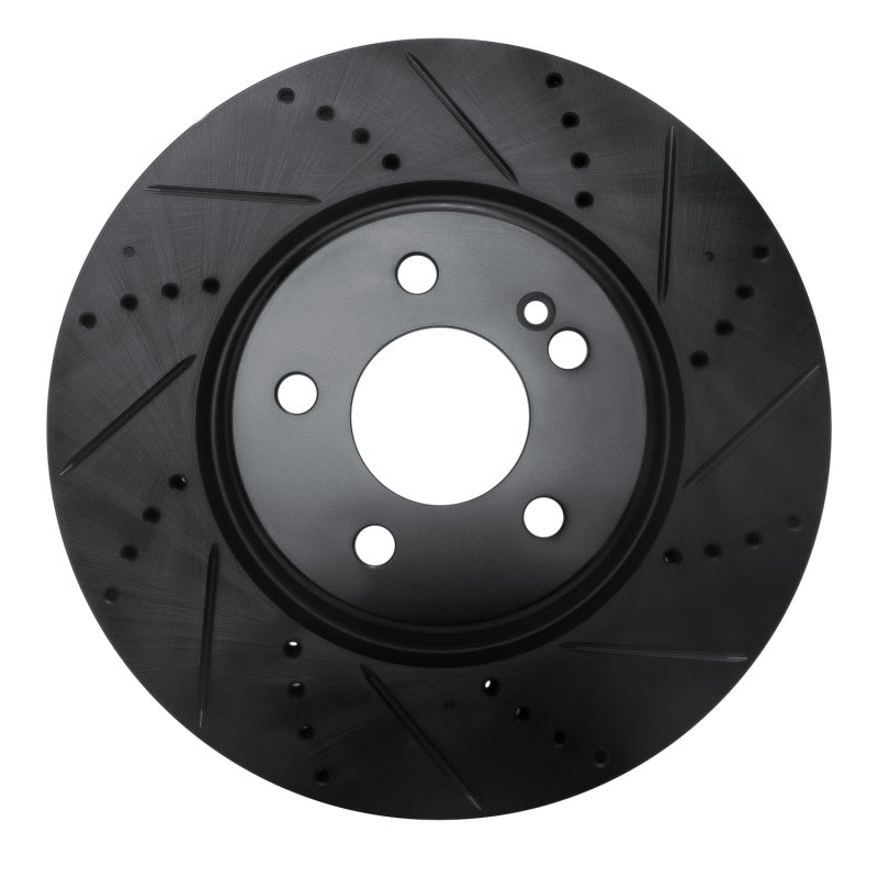 R1 16-23 Mercedes-Benz GLC350e Rear Right Drilled & Slotted Black Brake Rotor