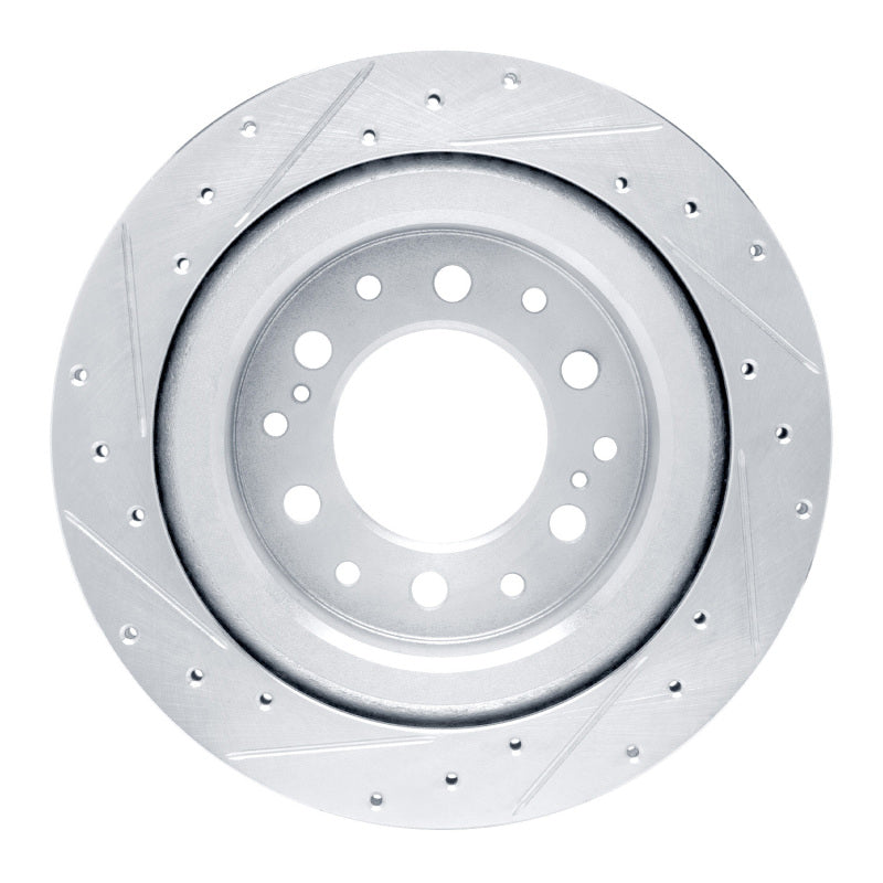R1 2022-2025 Lexus GX550 Rear Right Drilled & Slotted Silver Brake Rotor
