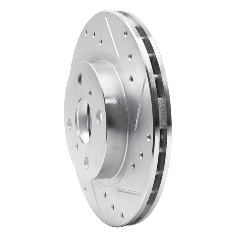 R1 87-92 Geo Prizm Front Right Drilled & Slotted Silver Brake Rotor