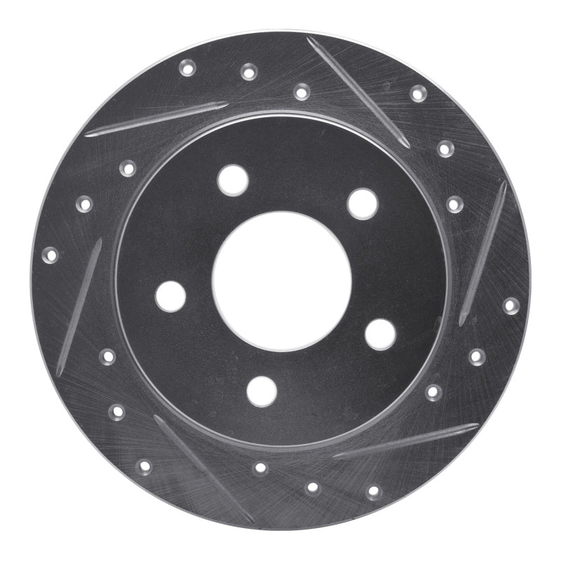 R1 94-04 Ford Mustang Rear Right Drilled & Slotted Silver Brake Rotor