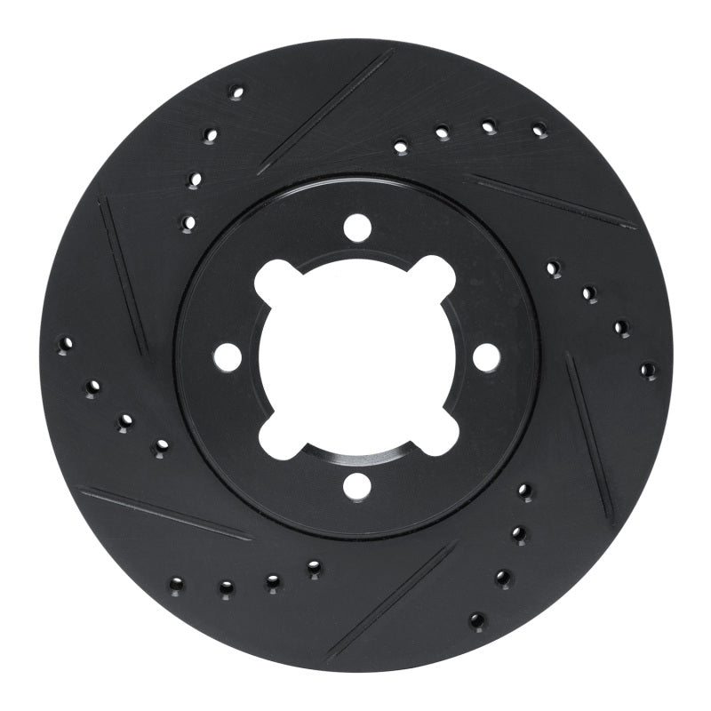 R1 83-84 Toyota Cressida Front Left Drilled & Slotted Black Brake Rotor