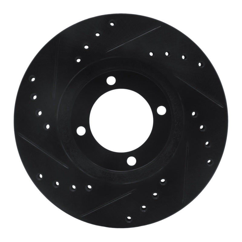 R1 84-87 Toyota Cressida Front Right Drilled & Slotted Black Brake Rotor