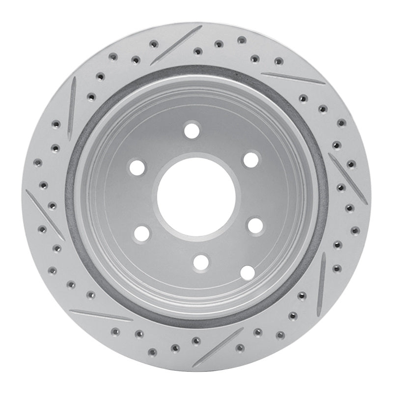 R1 05-25 Nissan Frontier Rear Right Drilled & Slotted Geo-Carbon Rotor
