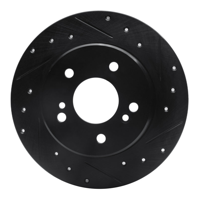 R1 87-15 Chrysler Crossfire Rear Right Drilled & Slotted Black Brake Rotor