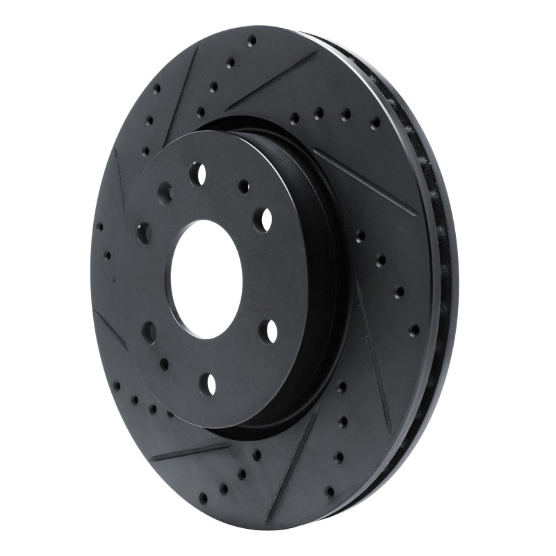 R1 23-25 Chevrolet Colorado Front Left Drilled & Slotted Black Brake Rotor