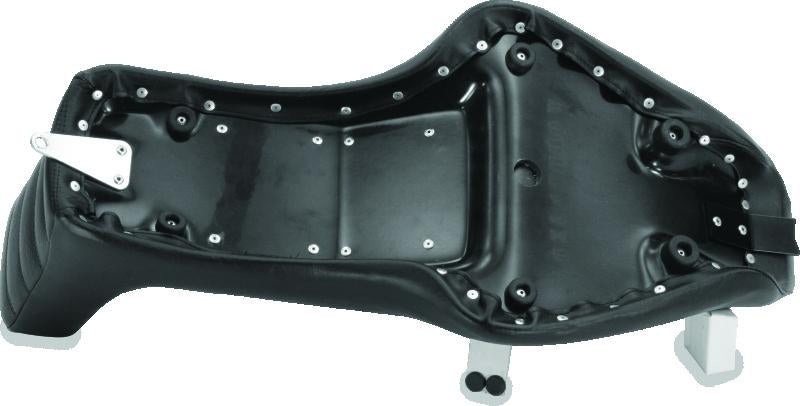 Mustang 08-21 HD Electra Glide,Rd Glide,Rd King,Str Glide Driver Backrest - Black w/ Grey Stitching