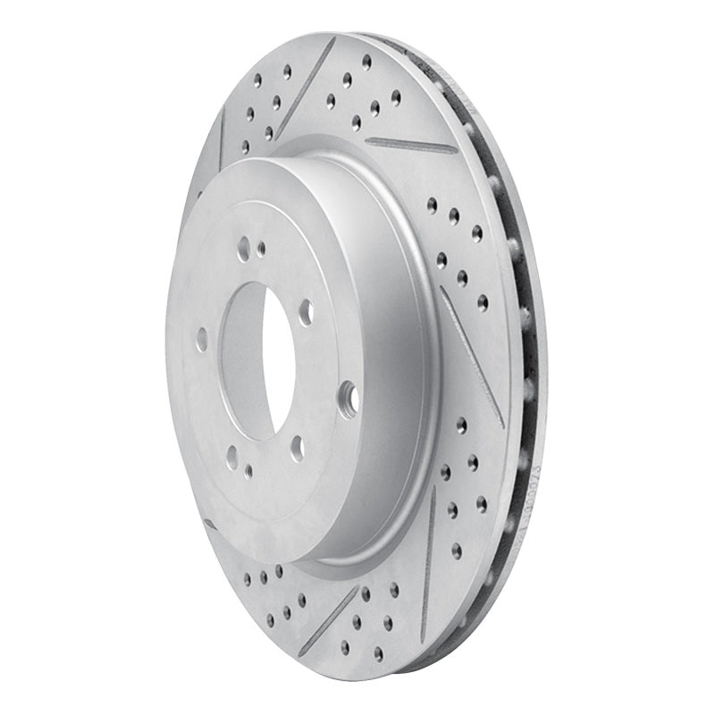R1 08-15 Mitsubishi Lancer Rear Left Drilled & Slotted Geo-Carbon Rotor