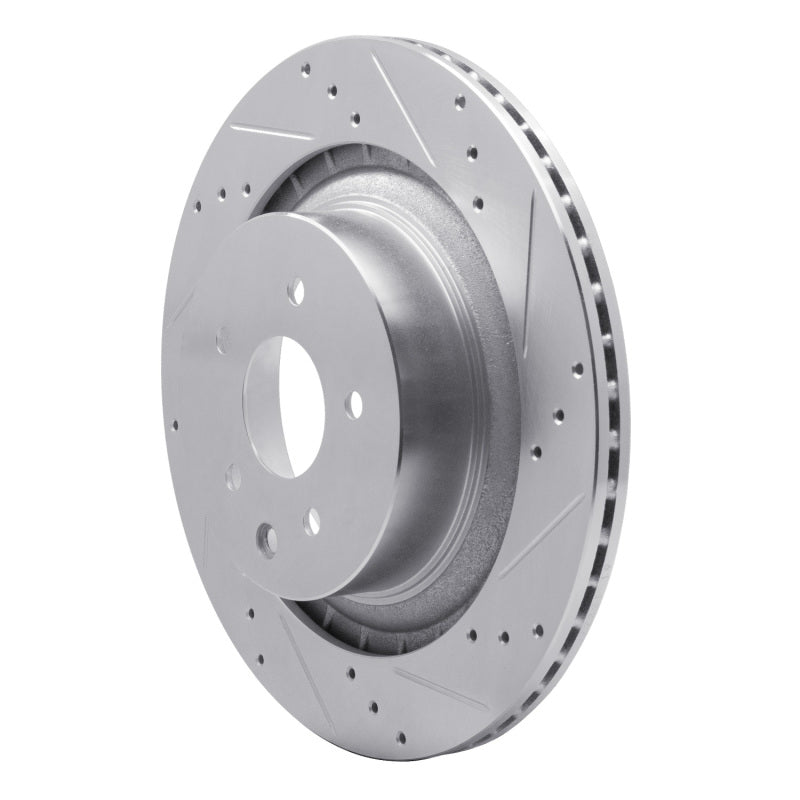 R1 09-20 Nissan 370Z Rear Right Drilled & Slotted Silver Brake Rotor