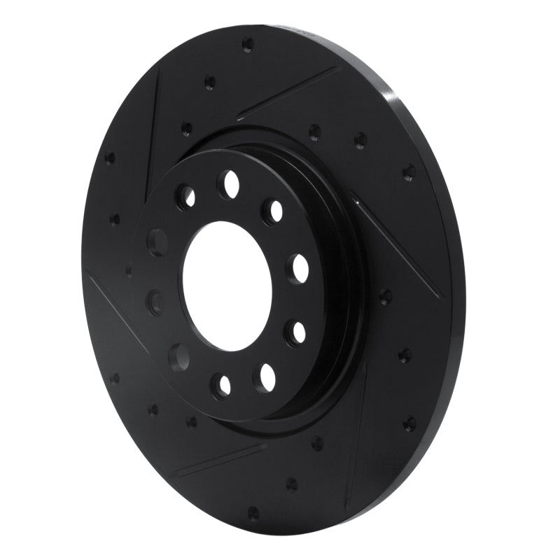 R1 2014-2022 Chrysler 200 Rear Left Drilled & Slotted Black Brake Rotor
