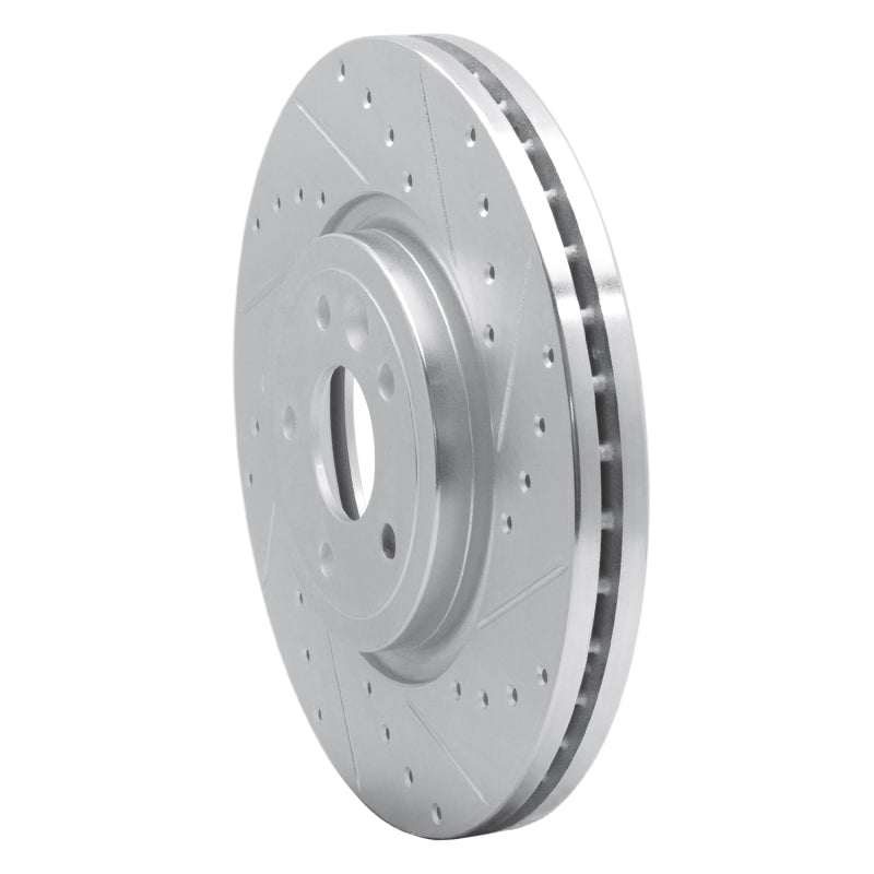 R1 17-20 Jaguar XF Front Right Drilled & Slotted Silver Brake Rotor