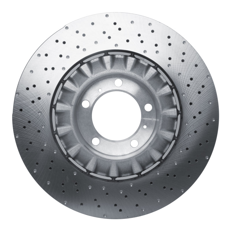 R1 15-17 Porsche 911 Left Front Drilled Carbon Alloy GeoMET Rotor