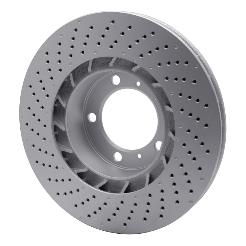 R1 09-23 Porsche 718 Cayman Right Front Drilled GeoSPEC Coated Rotor