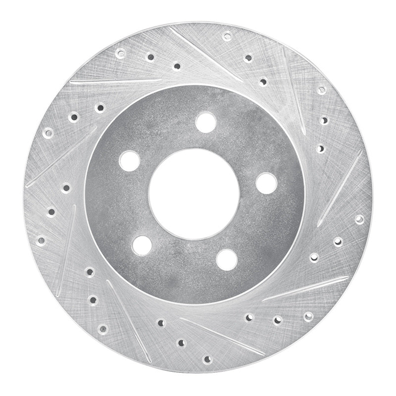 R1 82-90 Ford Mustang Rear Right Drilled & Slotted Silver Brake Rotor
