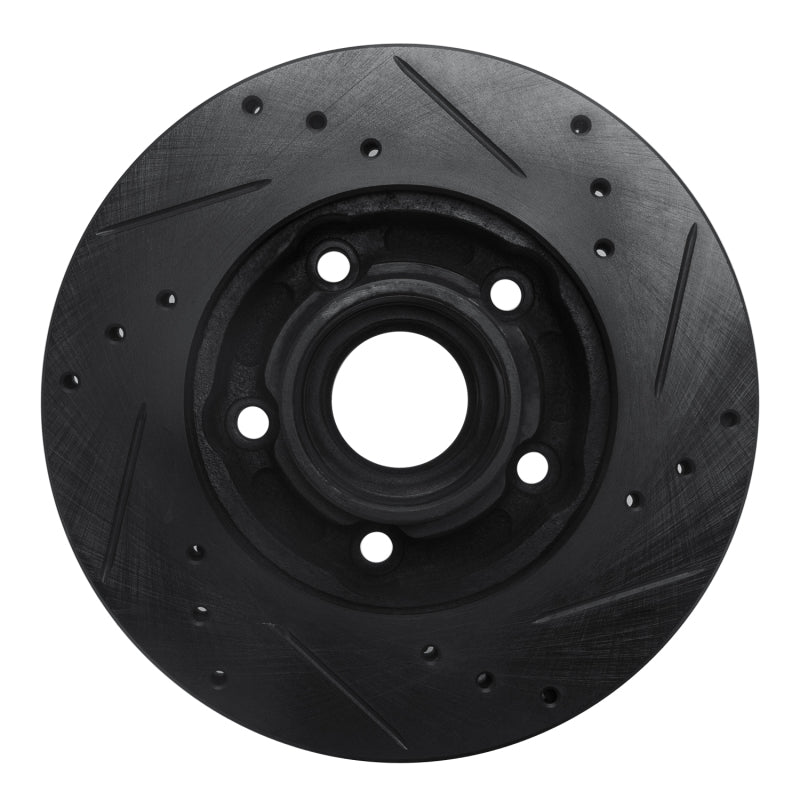 R1 88-91 Mazda 929 Front Left Drilled & Slotted Black Brake Rotor