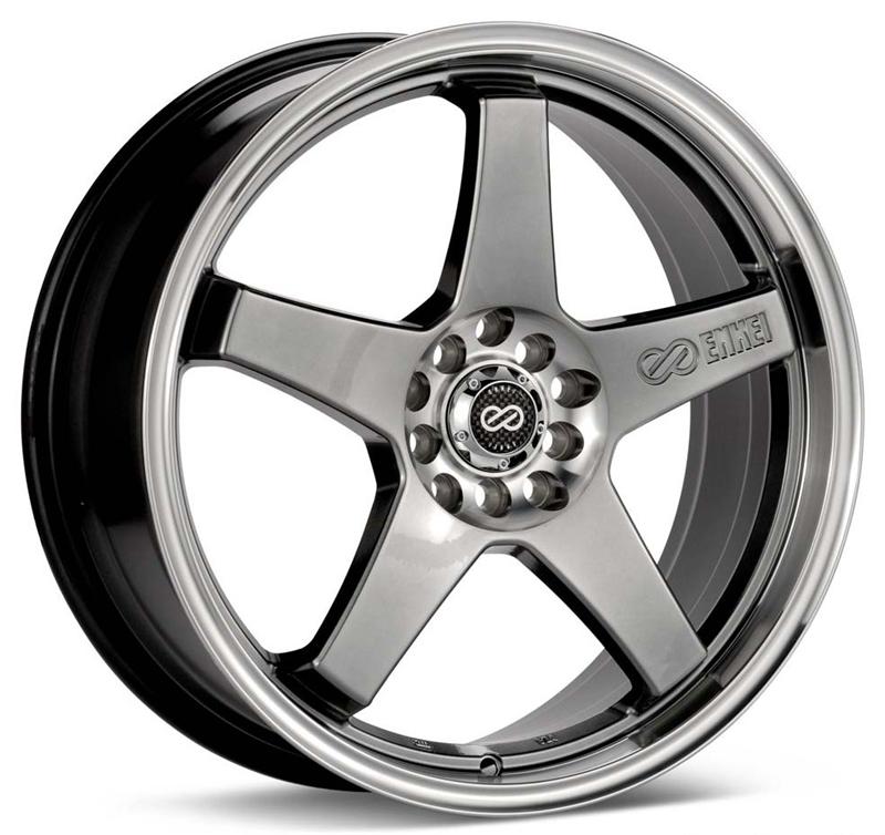 Enkei EV5 17x7 4x100/114.3 45mm Offset 72.6 Bore Diameter Hyper Black w/ Machined Lip Wheel