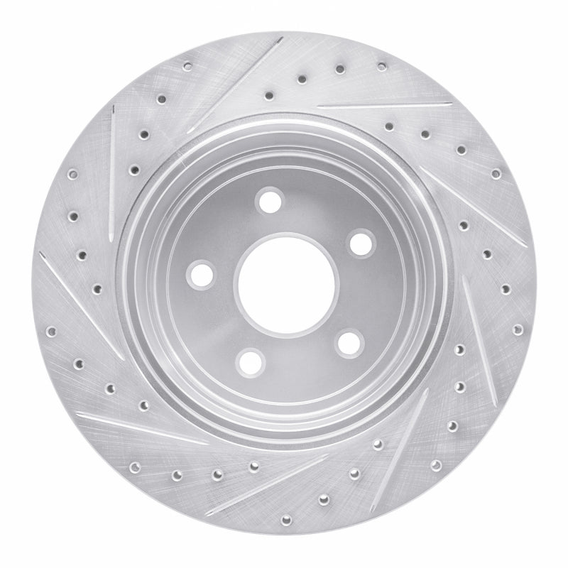 R1 06-10 Jeep Grand Cherokee Rear Right Drilled & Slotted Silver Brake Rotor