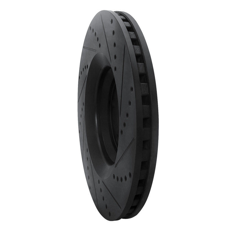 R1 08-11 Audi TT Quattro Front Left Drilled & Slotted Black Brake Rotor