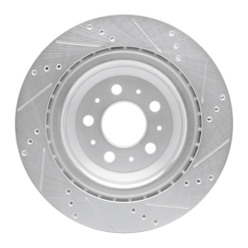 R1 17-25 Tesla Model 3 Rear Left Drilled & Slotted Silver Brake Rotor