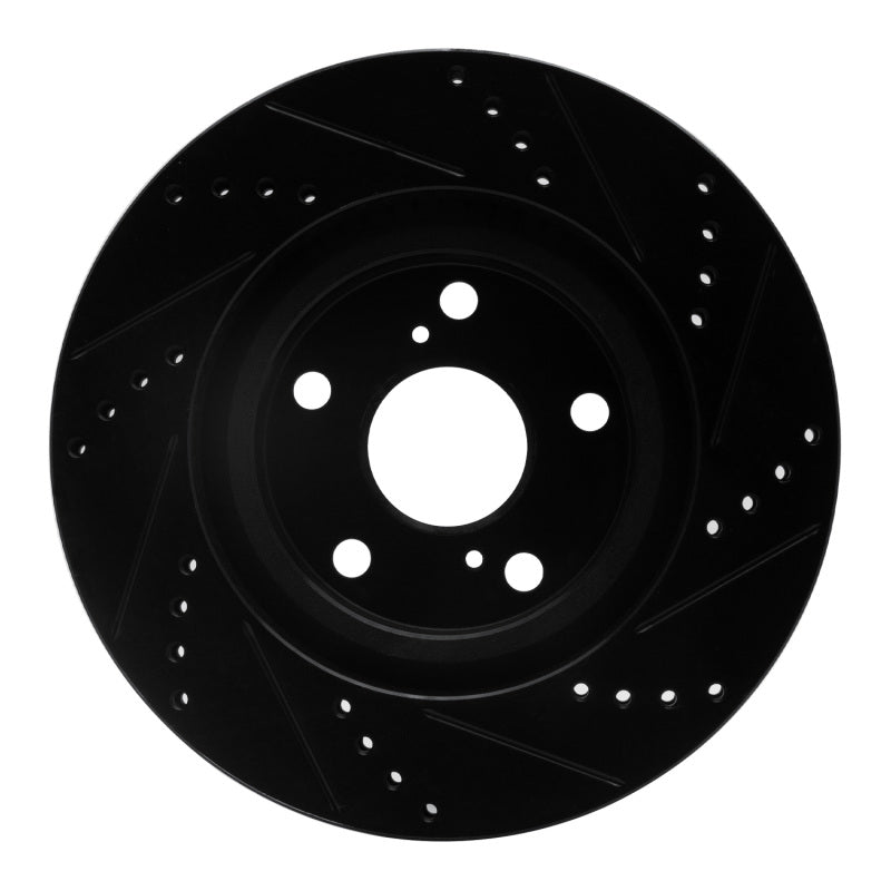 R1 06-20 Lexus ES300H Front Left Drilled & Slotted Black Brake Rotor